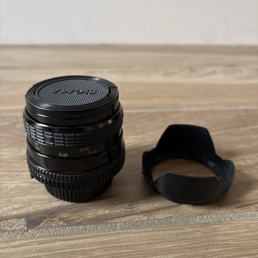 Pentax Sigma Mini-wide 28mm F/2.8 Manual Lens Md Mount Made In Japan W/ Hood